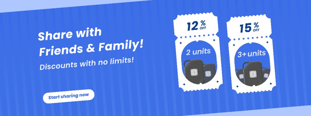Share with friends and family for exclusive discounts