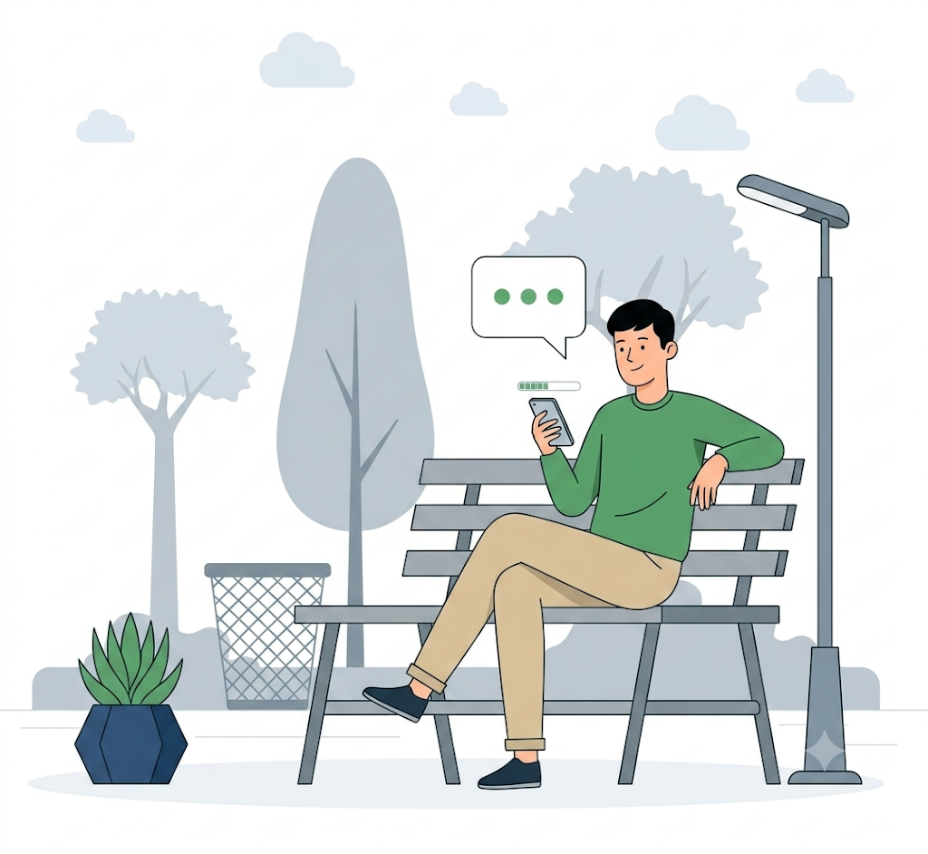 Person using a phone securely outdoors